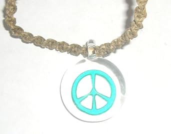 Peace Sign Necklace~ Hand-Blown Glass Pendant!!~ Molino Glass
