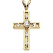 14K Yellow Gold Diamond Cross Pendant - 0.27 Ct.
