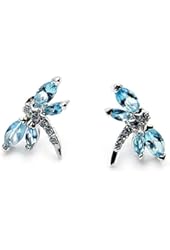 Sterling Silver Blue CZ Dragonfly Stud Earrings