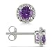 14k White Gold Amethyst and Diamond Earrings