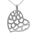Sterling Silver Coral Cut Heart Pendant