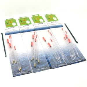 FTD Fladen 20 Assorted Wagglers Floats (Loaded & Clear) & 40 Barbless Hooks to Nylon (Size 12,14,16 & 18) Fishing Set (with 2 Disgorgers)