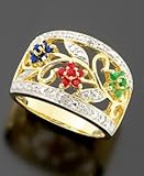 18k Gold Over Sterling Silver Diamond & Stone Accent Ring