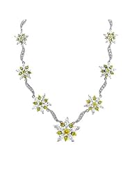 Simulated Canary Diamond Sterling Silver Flower Necklace