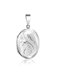 Bling Jewelry Etched Oval Polished Finish 925 Sterling Silver Locket Pendant
