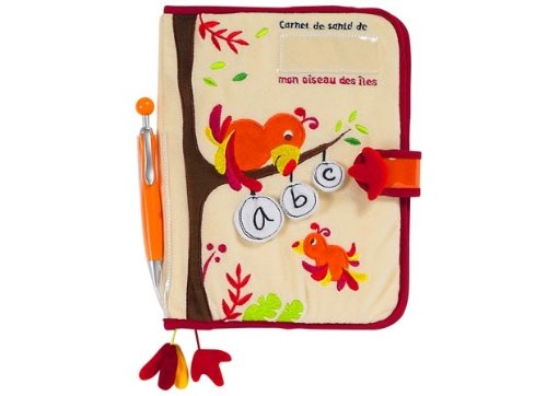 Imagen 2 de Babymoov A032301 - Cubierta de tela con velcro para libro de salud y documentos médicos, lavable, incluye bolígrafo, diseño de pájaro (2 separa páginas, 24 x 16,5 cm)