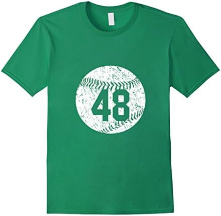 Men's Baseball Jersey Number 48 T Shirt Distressed Look Medium Kelly Green