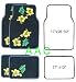A Set of 4 Universal Fit Plush Hawaiian Hibiscus Floral Carpet Floor Mats for Cars / Truck - Navy Floor Mats with Yellow Hibiscus