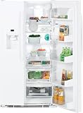 Review GE  / GE GSF25LGWWW 25.4 cu. ft. Side by Side Refrigerator with 3 Glass Shelves, Gallon Door Storage, Freshness Center and External Water/Ice Dispenser & Temperature Controls: High Gloss White