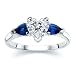 1.30 CT HEART DIAMOND W PEAR BLUE SAPPHIRE RING 18K
