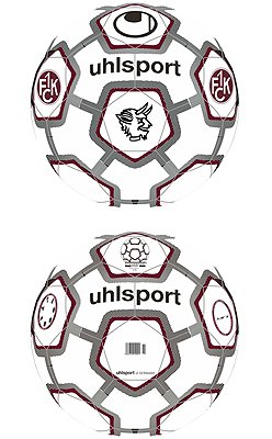 uhlsport 1. FCK Miniball weiß/schwarz/burgund,