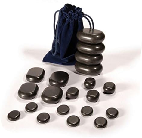 Hot Rocks + Basalt Hot Stone Set + 20 Pc + Massage Stones Kit w/ Velvet Bag
