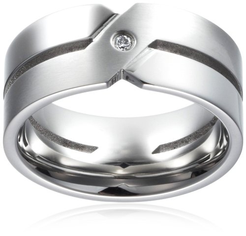 fashion steel by monomania Edelstahlring teilpoliert X-Design Zirkonia-Stein 86054-54 Preisvergleich