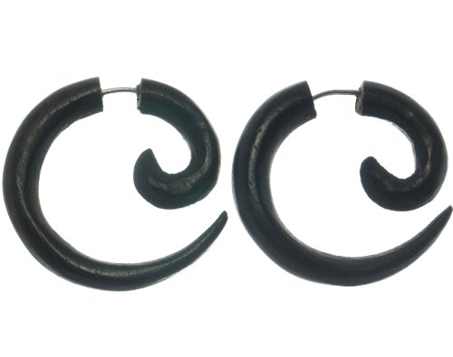 wood plugs ear jewelry Two Hole Spiral Earrings | 500 x 395