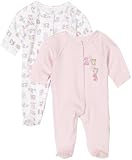 ABSORBA Baby-Girls Newborn 2 Pack Seamless Footies, Pink/White, 0/3