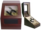 Watch Winder For Two Automatic Watches Built in IC Program with Storage for Three Watches Cherry Matte Finish Tech Swiss