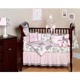 3 Piece Set with Mobile Bebe Chic Alexandra's Room Collection Baby Crib Bedding Set