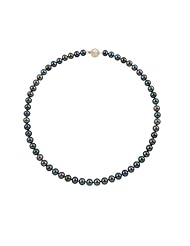 10-11mm 36" Black Freshwater Pearl Necklace "A" with 14K Yellow Gold Ball Clasp in Gift Box