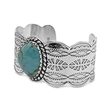 Kingman Blue Green Turquoise Sterling Silver Cuff Bracelet