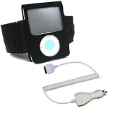Apple iPod 3G Nano 3rd Generation 4GB 8GB Black Adjustable Wrist Armband Sports Case Plus Rapid Car Charger