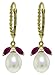 14k Solid Gold Leverback Earrings with Rubies and title=