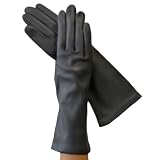 Women's Italian Leather Gloves 4 Lined in Silk. Gray. By Solo Classe