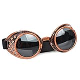 レトロ赤 ヴィンテージスチームパンクゴーグルメガネ 溶接 サイバーパンクゴシックレイヴレンズ コスプレ