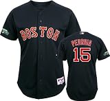 Dustin Pedroia Jersey: Boston Red Sox #15 Alternate Navy Authentic Jersey with Fenway Park 100th Year Anniversary Patch