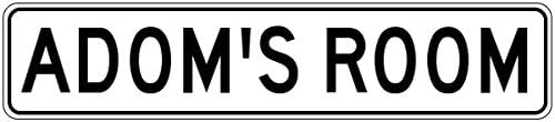 ADOM'S ROOM - Kids Custom Personalized Aluminum Boys Room Sign - 6 x 24 Inches