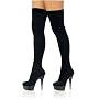 Delight-3002 5 3/4 Inch Sexy Black Thigh High Boot Stretch Velvet With Side Zip