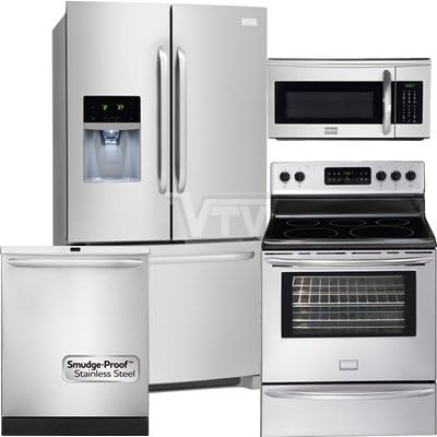 Frigidaire Professional Appliance Package with French Door Refrigerator, Professional Convection Range, Integrated Professional Dishwasher and Over-the-Range Microwave (FPHB2899PF, FPEF3081MF, FPHD2491KF, FPBM189KF) PKG #LDP1