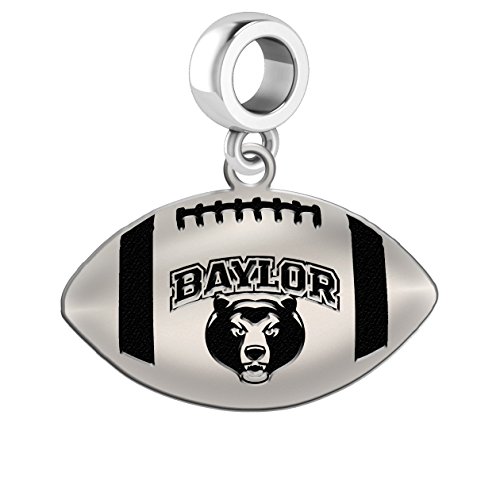 Baylor Bears Sterling Silver Football Cut Out Drop Charm Fits All European Style Charm Bracelets