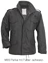 Outdoorjacke M65 Feldjacke Wasserabweisend mit ausknöpfbarem Futter -schwarz- #1535#
