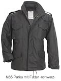 Outdoorjacke M65 Feldjacke Wasserabweisend mit ausknöpfbarem Futter -schwarz- #1535#