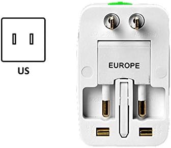 MobiPro® Universal WorldWide Travel Charger Adapter/Adaptor Plug, for AU UK US EU, Surge Protector, White