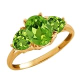 2.11 Ct Genuine Oval Green Peridot Gemstone 10k Yellow Gold Ring