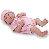La Newborn Boutique - Realistic 15" Anatomically Correct Real GIRL Baby Doll - All Vinyl "Pink Knit" Designed by Berenguer - Made in Spain