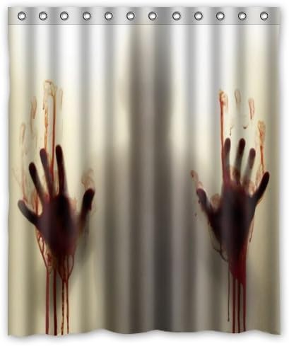 60"(w) x 72"(L) Custom scary bloody hands,help me Bathroom Waterproof Polyester Fabric Shower Curtain