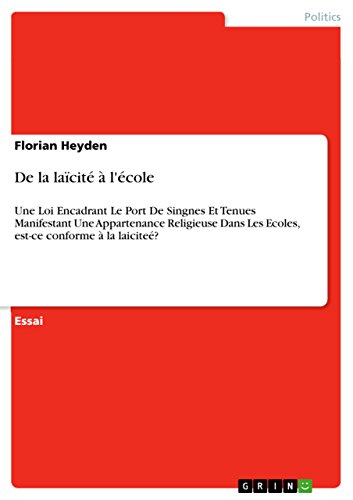 De la laïcité à l'école: Une Loi Encadrant Le Port De Singnes Et Tenues Manifestant Une Appartenance Religieuse Dans Les Ecoles, est-ce conforme à la laiciteé? (French Edition)