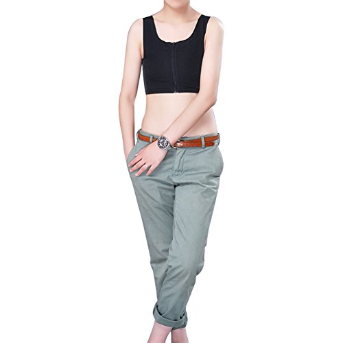 Vinaka zip up short chest binder tank top for lesbian t…