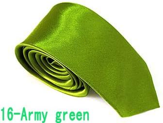 1pc Retail Cheap British Casual Style Tie for Men Plain Narrow Arrow Necktie Skinny Solid Color Neckwear WHS28 (Army Green-16)