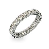 Victorian Style Sterling Silver Canary CZ Stackable Band