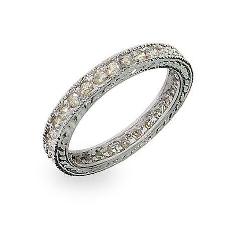 Eve's Addiction Victorian Style Sterling Silver Canary CZ Stackable Band