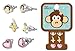 High IntenCity  Set of 3 Monkey Head, Banana & Heart Stud Earrings with Crystals