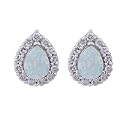 Sterling Silver Created White Opal Inlay Teardrop Earrings