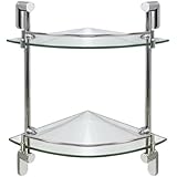 MODONA 8923-A Glass Double Corner Shelf with Rail Oval Series