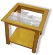 Oak Glass Top End Table With Black Bear Etched Glass - Black Bear End Table Furniture - Unique Black Bear Gift Ideas - Fully Assembled - 22