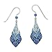 Adajio Beaded 3 Layer Lightweight Hand Painted Lake Blue Necktie Shaped Etched Dangle Earrings