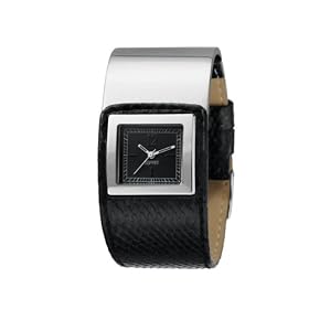 Esprit - ES101552003 - Square  Button  Black - Montre Femme - Quartz Analogique - Cadran Noir - Bracelet Cuir Bicolore