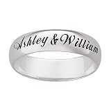 Personalized 5mm. Sterling Silver Band with Message Outside